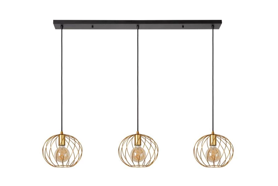 Lucide DANZA - Pendant light - 3xE27 - Matt Gold / Brass - off